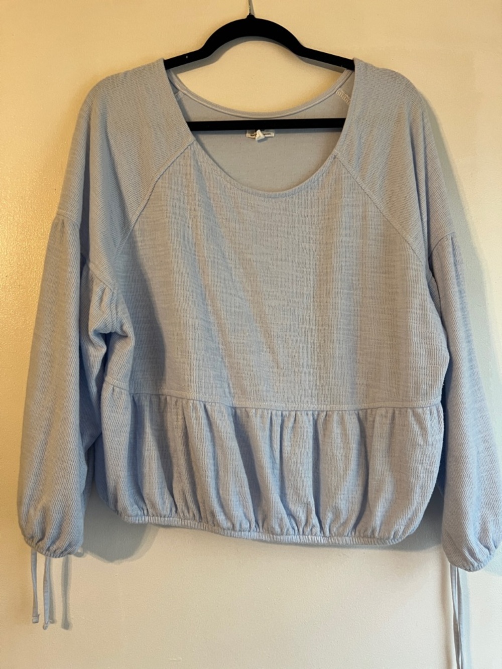 aerie Light Blue Scoop Neck Long Sleeve Pullover